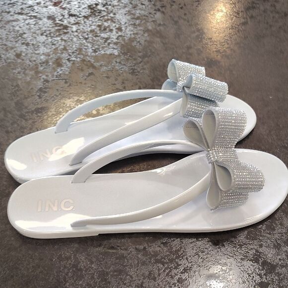 INC International Concepts Women's White Sandals with Silver Bow - Picture 3 of 6